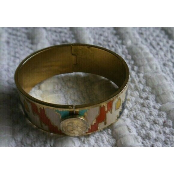 Spartina 449 Daufuskie Island Multicolor GoldTone Bangle Cuff Bracelet Southwest - Picture 2 of 12